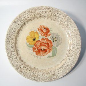 Vintage Gold Trimmed Floral Plate Shabby Cottage
